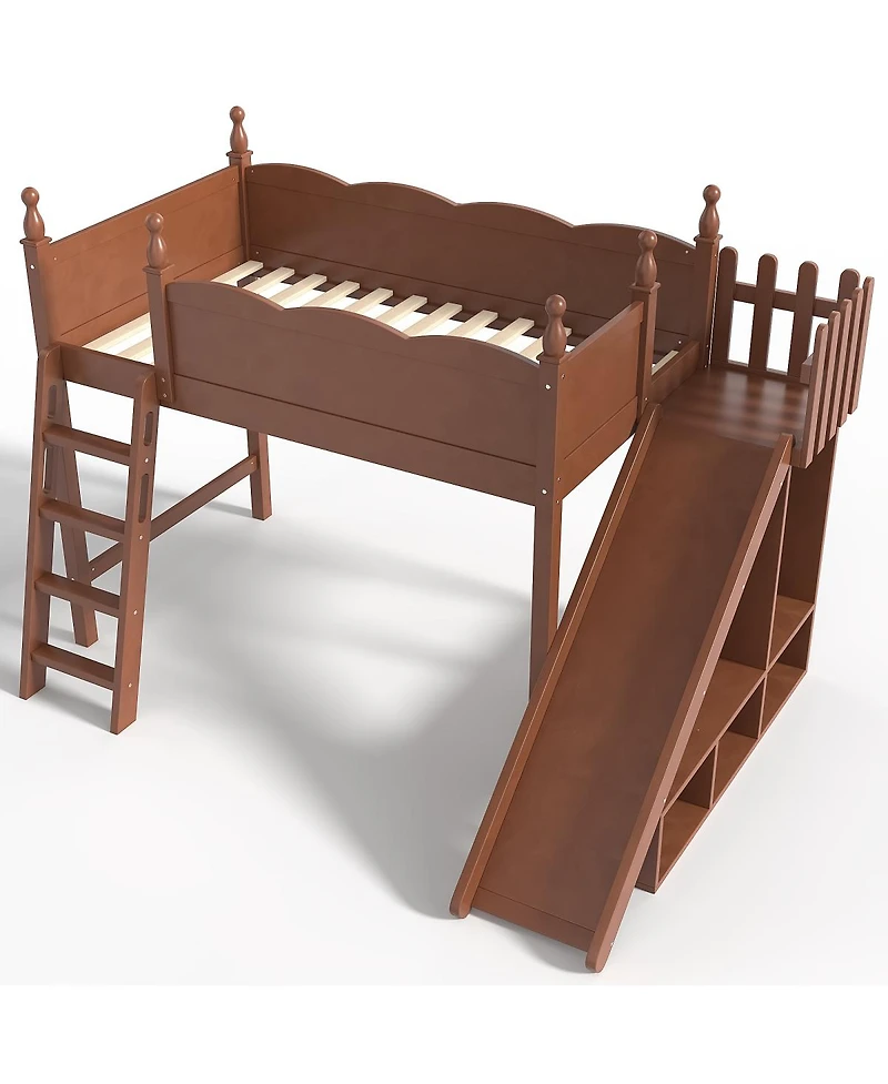 Streamdale Furniture Loft Bed with Storage, Wardrobe, and Slide