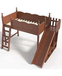 Streamdale Furniture Loft Bed with Storage, Wardrobe, and Slide