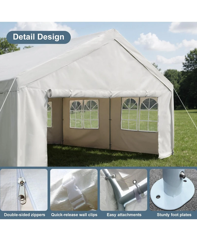 Streamdale Furniture 10'x20' Carport Canopy Tent with Removable Sidewalls