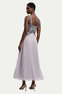 Karen Millen Petite Embellished Pleated Midi Dress