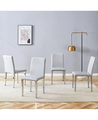 Streamdale Furniture Minimalist Pu Leather Dining Chair with Sturdy Metal Legs