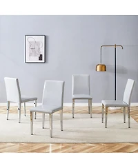 Streamdale Furniture Minimalist Pu Leather Dining Chair with Sturdy Metal Legs