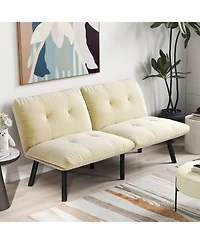 Rainsken Modern Convertible Futon Sofa Bed, with Adjustable Backrest, Velvet Futon Couch, Convertible Folding sofa Bed, for Small Space, Apartment