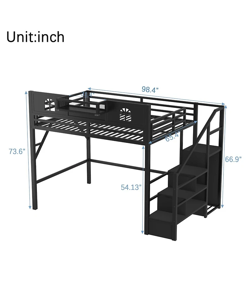 Streamdale Furniture Loft Bed with Stairs and Wardrobe