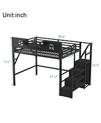 Streamdale Furniture Loft Bed with Stairs and Wardrobe
