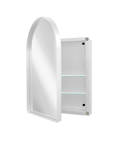 Midola Arched Recessed Medicine Cabinet, Metal Framed Bathroom Mirror with Storage, Adjustable Shelves, Wall Cabinet for Bathroom