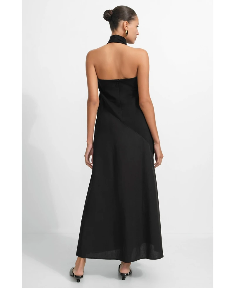 Marcella Women's Denali Halter Open-Back Cotton Maxi Dress