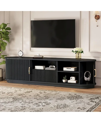 Streamdale Furniture Rustic Farmhouse Tv Stand Sliding Doors and Drawer