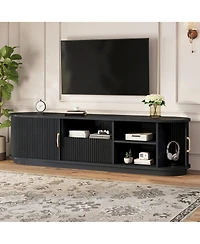 Streamdale Furniture Rustic Farmhouse Tv Stand Sliding Doors and Drawer