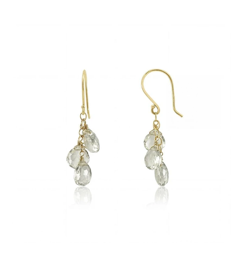 The Lovery Amethyst Bead Dangle Earrings 14K Gold
