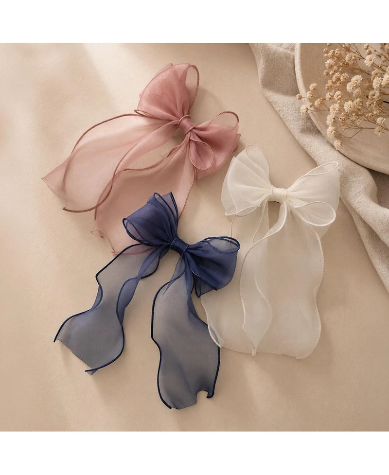 Puttisu Girls Organza Large Bow Clip Gift Set with Tin Case