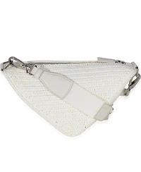 Pre-Owned Prada White Raffia Effect Crochet Triangle Shoulder Bag