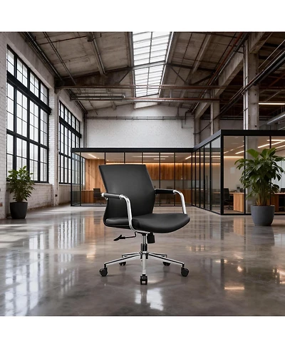 logicfox Adjustable Height Executive Office Chair, Modern Leather Desk Chair with Armrests