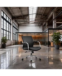 logicfox Adjustable Height Executive Office Chair, Modern Leather Desk Chair with Armrests