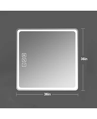 Busdays 36x36 Inch Led Vanity Mirror for Bathroom Front Lights Wall Mounted Anti Fog Frameless Copper Free Silver Makeup Mirror Horizontal or Vertical