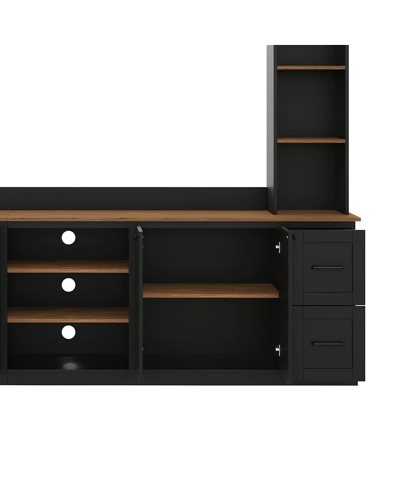 Streamdale Furniture 4-in-1 Farmhouse Tv Stand with Bookshelf for TVs Up to 70"