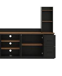Streamdale Furniture 4-in-1 Farmhouse Tv Stand with Bookshelf for TVs Up to 70"