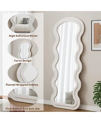 Phying Flannel Full Length Floor Mirror with Stand for Bedroom living room Hanging or Against the Wall
