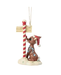 Jim Shore Rudolph by North Pole Sign