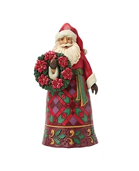 Jim Shore Heartwood Creek Fig Santa with Wreath and Poinsettia