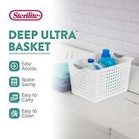 Sterilite Large Deep Durable Ultra Plastic Storage Basket Tote, (6 Pack)