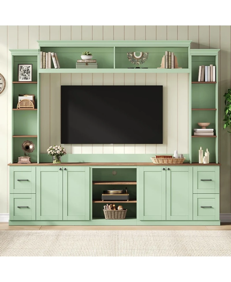 Streamdale Furniture 4-in-1 Farmhouse Tv Stand with Bookshelf for TVs Up to 70