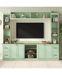 Streamdale Furniture 4-in-1 Farmhouse Tv Stand with Bookshelf for TVs Up to 70