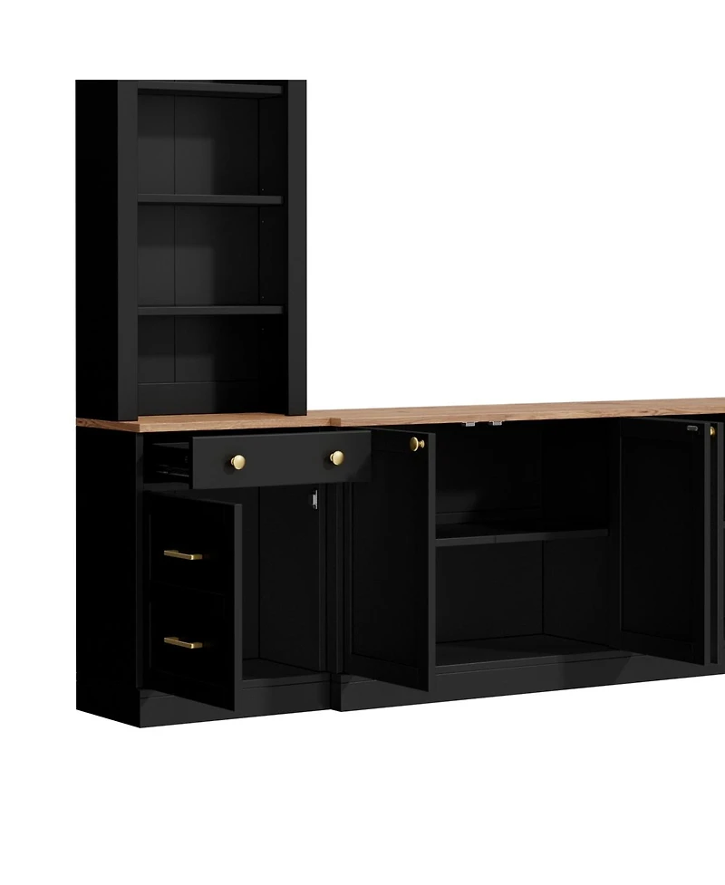 Streamdale Furniture Farmhouse Arched Entertainment Center Wall Unit for TVs Up to 70"