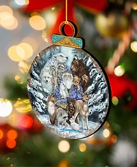 Designocracy Gather In Peace Father Winter Animals Holiday Ornaments, Set of 2