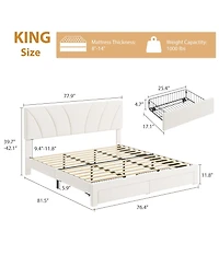Homfan Velvet Bed Frame with 2 Storage Drawers ? Adjustable Headboard, Platform Bed with Wooden Slats, No Box Spring Needed, Easy Assembly