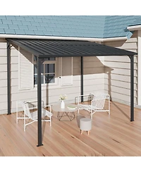 Streamdale Furniture 8 x 10 Metal Wall-Mounted Pergola with Waterproof Inclined Roof
