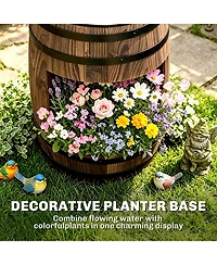 Outsunny 2 Tiers Wooden Water Pump Fountain, Garden Decor, Automatic Pump