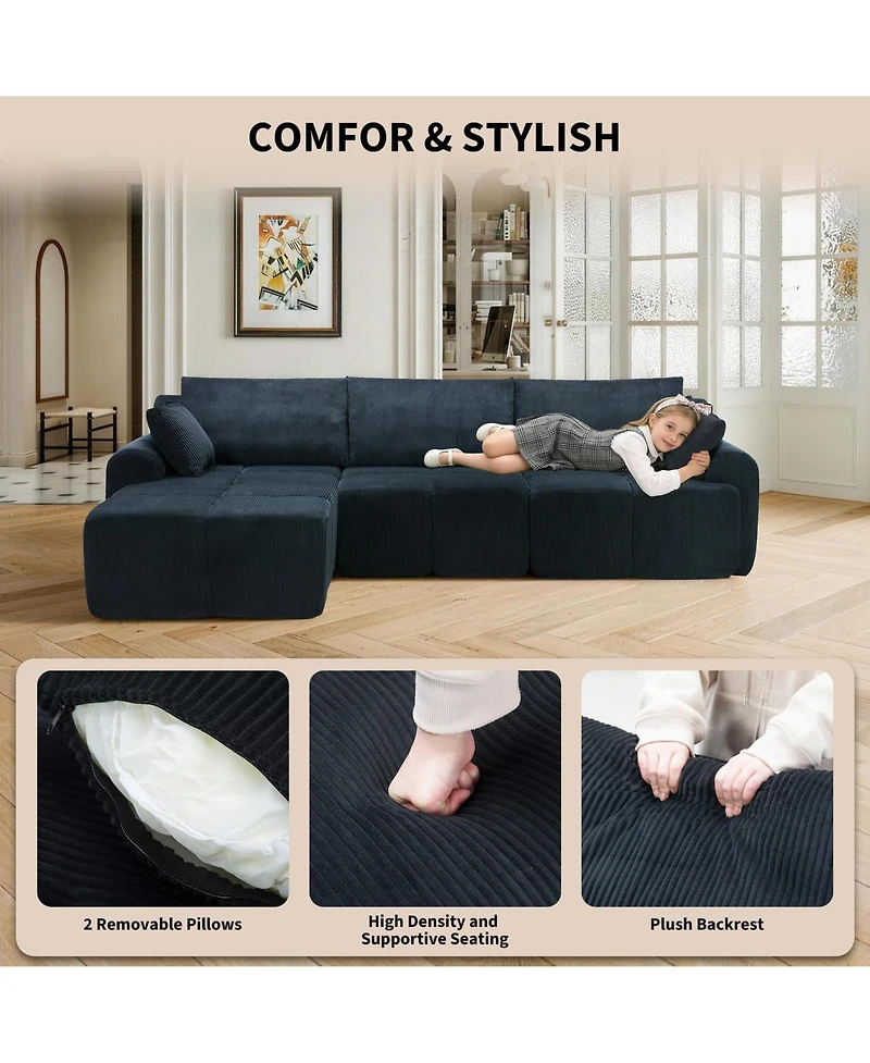 gaomon Corduroy Sponge Modular Memory Foam Sectional Sofa