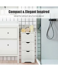 Costway Floor Storage Cabinet Bathroom Organizer Free Standing 3 Drawers