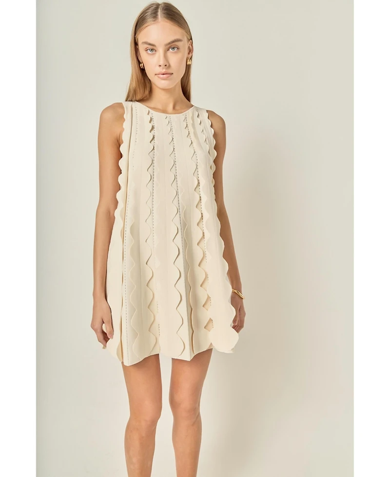 English Factory Women's Ruffled Edge Detail Mini Dress