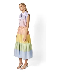 English Factory Women's Colorblock Shirt Midi Dress