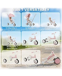 Qaba 7 In 1 Tricycle Stroller For Toddler With Adjustable Push Handle