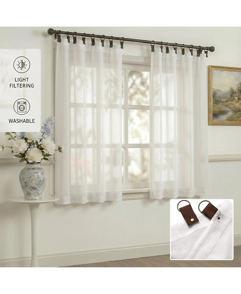 Shadisfy Sheer Voile Curtains with Solid Linen Texture