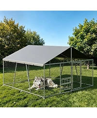 Gaomon Heavy Duty Outdoor Dog Kennel - Secure Metal Wire Enclosure with Waterproof Roof, Lockable Door, for Large Dogs, Backyard or Farm
