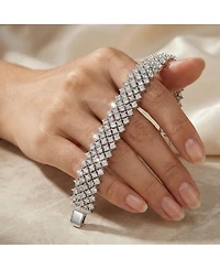 Elegant Sterling Silver Bracelet Adorned with Rows of Sparkling Cubic Zirconia Stones