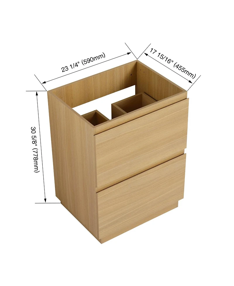 Sillysis Bathroom Vanity Cabinet Only, Freestanding Engineered Wood with 2 Drawers, Minimalist Storage for Small Bathrooms