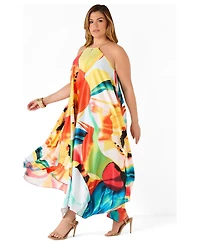 Ashley Stewart Women's Floral Chain Trimmed Maxi Dress
