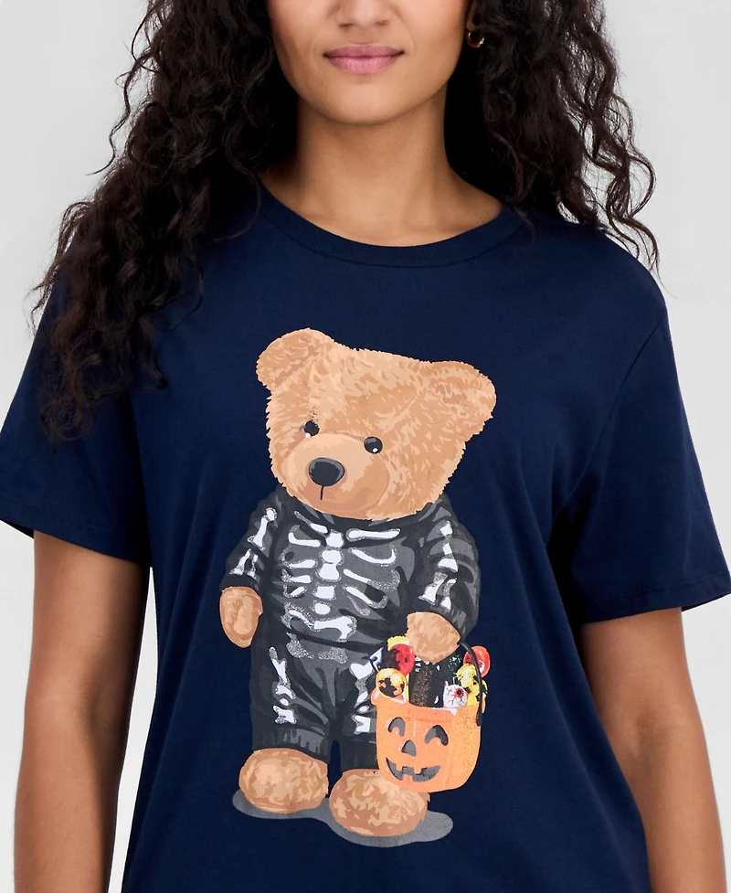 Grayson Threads, The Label Juniors' Skeleton Bear Graphic-Print T-Shirt