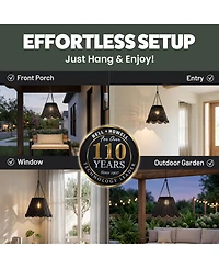 Bell + Howell Solar Wicker-Style Outdoor Led Lantern Dusk-to-Dawn, Weather Proof Hanging Pendant Light