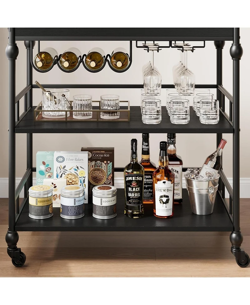 homfan 3-Tier Bar Cart with Wheels