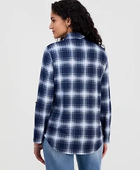 Just Polly Juniors' Plaid Knit Shirt