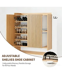 gaomon 3 Door 6 Tier Shoe Storage Cabinet, Wooden Shoe Rack Organizer for Entryway, Hallway