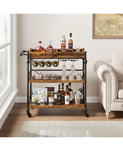 homfan 3-Tier Bar Cart with Wheels