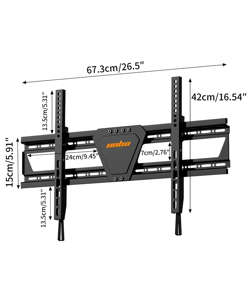 Unho Low Profile Tilting Tv Wall Mount for 30-75" Tvs, Heavy Duty Steel TV Bracket Fits Vesa 600x400mm