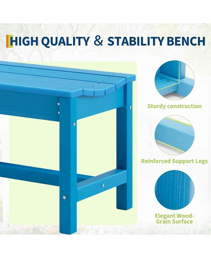 gaomon Weatherproof 2-Person Backless Outdoor Bench, Dining Seat, Garden Bench for Porch, Patio, Park, Entryway